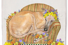 Selling: Greyhound Dog Floral Kitchen Dish Towel Pet Gift