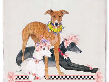 Selling: Greyhound Dog Floral Kitchen Dish Towel Pet Gift