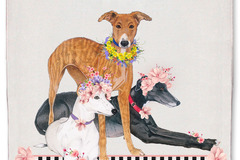 Selling: Greyhound Dog Floral Kitchen Dish Towel Pet Gift