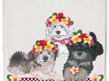 Selling: Havanese Dog Floral Kitchen Dish Towel Pet Gift