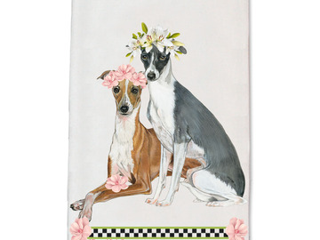 Selling: Italian Greyhound Dog Floral Kitchen Dish Towel Pet Gift