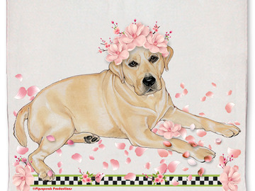 Selling: Labrador Yellow Lab Dog Floral Kitchen Dish Towel Pet Gift