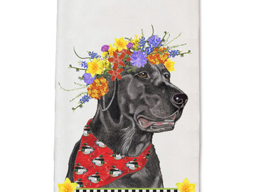 Selling: Labrador Black Lab Dog Floral Kitchen Dish Towel Pet Gift