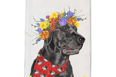 Selling: Labrador Black Lab Dog Floral Kitchen Dish Towel Pet Gift