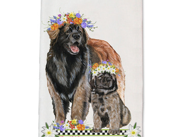 Selling: Leonberger Dog Floral Kitchen Dish Towel Pet Gift