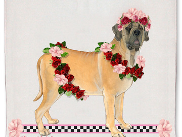 Selling: Mastiff Dog Floral Kitchen Dish Towel Pet Gift