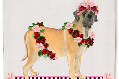 Selling: Mastiff Dog Floral Kitchen Dish Towel Pet Gift