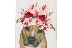 Selling: Pit Bull Tan Pit Dog Floral Kitchen Dish Towel Pet Gift