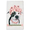 Selling: Pit Bull Black & White Pit Dog Floral Kitchen Dish Towel Pet Gift