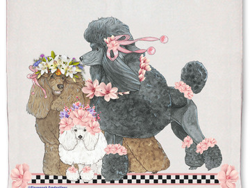 Selling: Poodle Dog Floral Kitchen Dish Towel Pet Gift