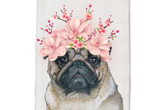 Selling: Pug Dog Floral Kitchen Dish Towel Pet Gift