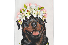 Selling: Rottweiler Dog Floral Kitchen Dish Towel Pet Gift