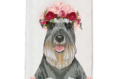 Selling: Schnauzer Dog Floral Kitchen Dish Towel Pet Gift