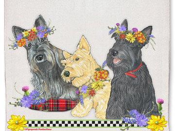 Selling: Scottish Terrier Scottie Dog Floral Kitchen Dish Towel Pet Gift