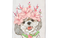 Selling: Shih Tzu Dog Floral Kitchen Dish Towel Pet Gift