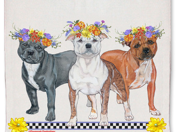 Selling: Staffordshire Bull Terrier Dog Floral Kitchen Dish Towel Pet Gift