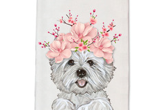 Selling: West Highland Terrier Dog Floral Kitchen Dish Towel Pet Gift