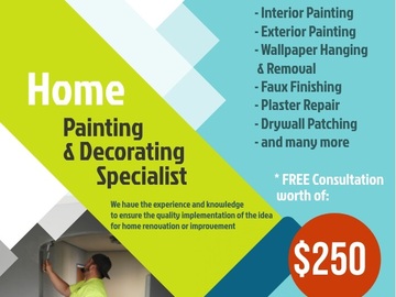 Offering with online payment: OKC Interiors- Painting , Wallpaper, Decorative works