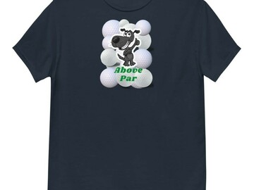 Selling: Golfing & Dog T-Shirt for Dog-Lovers (Above Par T-Shirt)