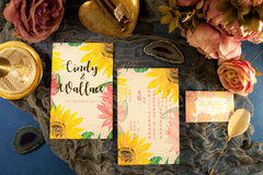  : Watercolour sun flower wedding invitations