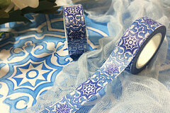  : Print from my hand-painted Watercolor Blue Pattern Washi Tape
