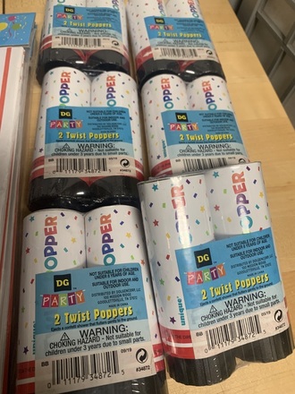 Popcorn Bags, Mini Chalk Boards, Party Popper Favors