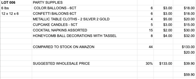 LOT-006 Party Supplies - General - Weddings / Anniversaries