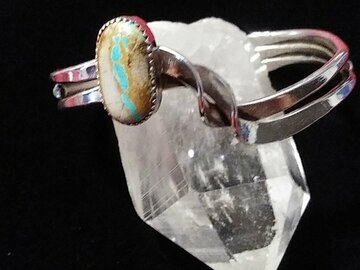 Selling: 8 gauge Sterling Silver Water Bracelet set with Ribbon Turquoise