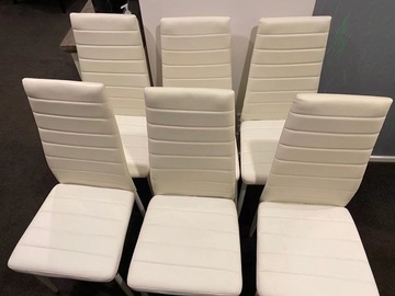 For Sale: 6 White Leather Chairs for Sale only 190NZD