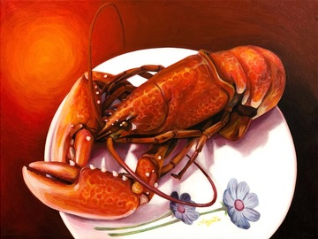 Sell Artworks: Lobster on a Floral Plate