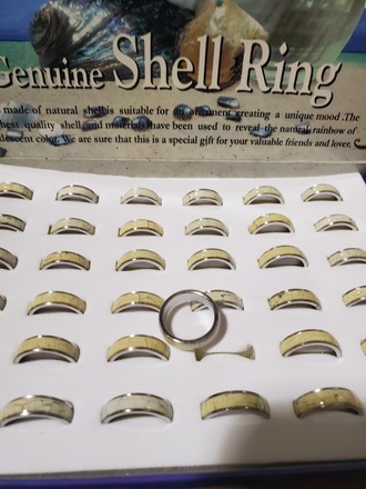 36 Genuine Shell Rings in Display