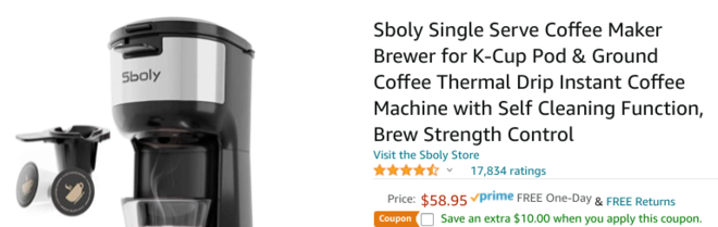 Lot of 5 - Open Box Space Saver Sboly Brand Coffee Makers