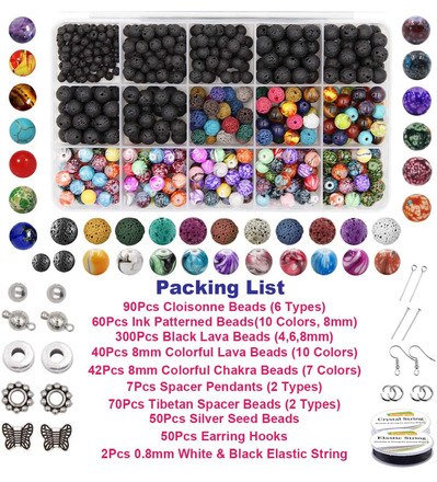 846 Pcs Lava Stone Beads Jewelry Kit