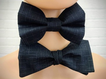  : Handmade bow tie set for father and son - Lines on black