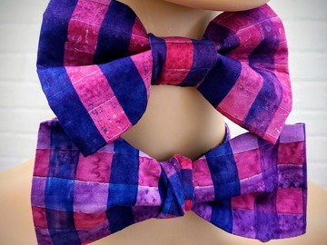  : Handmade bow tie set for father and son - Purple Batik