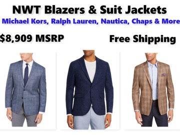 Buy Now: Brand Name Blazers & Suit Jackets, NWT, $8,900 MSRP, Ships Free