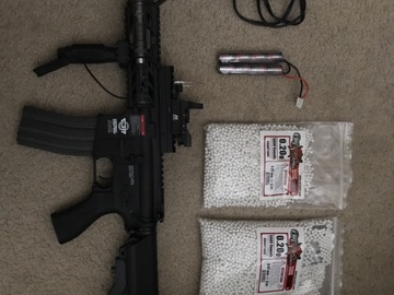 Selling: G&G Armament Cm16 SHORT with red dot (needs battery), grip, light