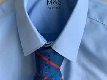 FREE: Blue M&S school shirt short sleeve 9-10yrs