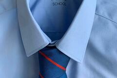 FREE: Blue M&S school shirt short sleeve 9-10yrs