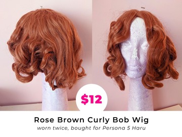 Selling with online payment: Rose Brown Curly Bob Wig