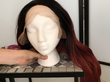 Selling with online payment: Lacefront Black to Red Gradient Long wig