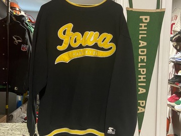 Selling A Singular Item: Vintage Black Iowa Hawkeyes Starter Script Crewneck