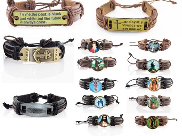 Liquidation/Wholesale Lot: 250 Leather bracelets unisex. $0.44 Each. Opportunistic deal.