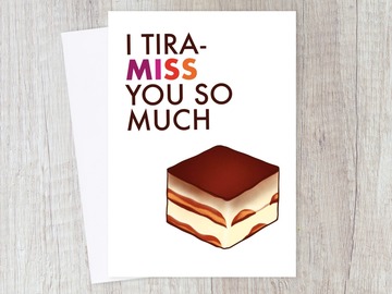  : I Miss You Card | Long Distance, Love, Friendship, Food Pun