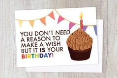 : Birthday Wish Chocolate Cupcake Card | For friends, Make a wish