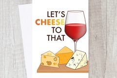  : Cheers Congratulations Card | Cheese Pun & Wine for Friends