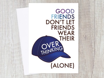  : Funny Overthinking Best Friend Card | Thinking Cap