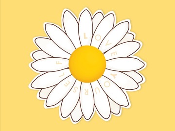  : Daisy White Flower Self-Love Waterproof Matte Vinyl Sticker