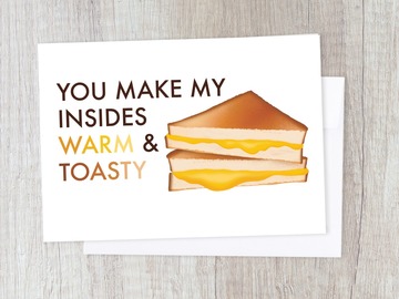  : Warm Grilled Melted Cheese Pun Sweet Card | Romantic Love Couple