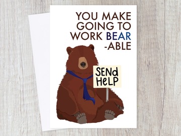  : Farewell Leaving Funny Work Card for Colleagues - Bear Animal Pun